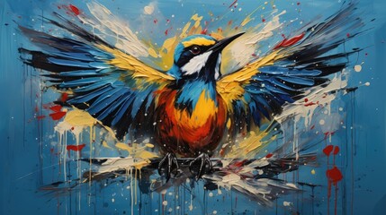 Wall Mural - A beautiful yellow and blue bird