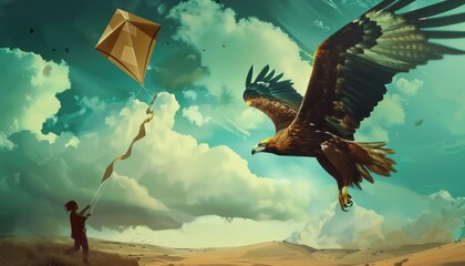 Wall Mural - The Majestic Flight: A Tale of Kites, Golden Eagles, and Sonali Danar Chil