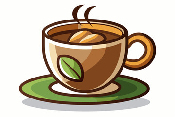 Wall Mural - vector art coffee in a cup white background illustration