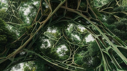 Wall Mural - Enchanted Forest with Glowing Branches for Fantasy or Nature Themed Designs