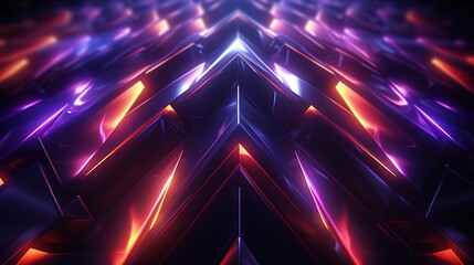 Wall Mural - A futuristic pattern with neon lights and dark background  