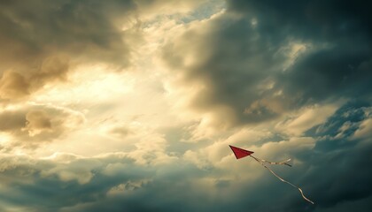 Wall Mural - Chasing the Wind: Capturing a Flying Kite Against a Dramatic Sky