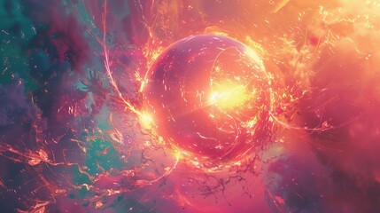 Wall Mural - Fiery Planet In Space For Science Or Fantasy Themed Designs