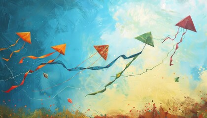 Wall Mural - Clear Skies and Soaring Kites: A Magical Day - AR 7:4