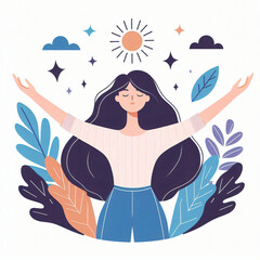 A vector illustration of women engaging in spiritual worship and holy prayer.