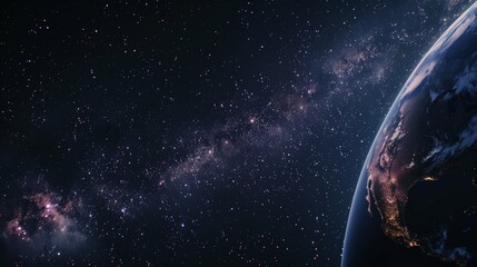 Aufkleber - Breathtaking view of Earth from space with the Milky Way in the background. Planetary beauty and cosmic exploration