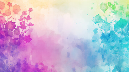 Canvas Print - Watercolor flower dreamy background, shades of pink, purple, blue, and green