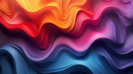 Poster - An abstract image of vibrant, flowing waves in shades of orange, red, purple, and blue