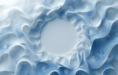 Poster - A digital illustration of an abstract background with a wavy blue pattern forming a circular frame