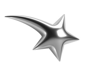 Wall Mural - 3d y2k abstract chrome shooting star shape with shiny metallic silver surface. isolated vector eleme