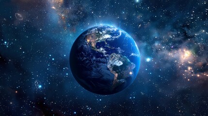 Aufkleber - Beautiful view of Earth from space surrounded by stars and galaxies. Concept of cosmic beauty and the magnificence of our planet. Perfect for astronomy and space exploration themes