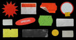 © Anjar G - collection of blank old sticker, label, price tag template for mockup. isolated dirty, ripped, half peeled stickers