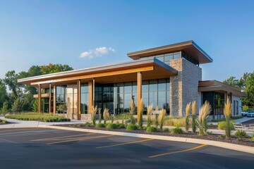 exterior of a modern minimal building with office space