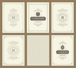 © provectors - Vintage ornament greeting cards set templates flourish ornate frames and pattern background vector illustration