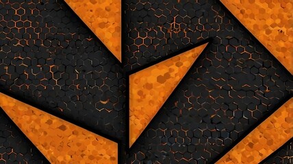 Wall Mural - Modern background, triangular geometric shapes, black and orange colors, comic style.