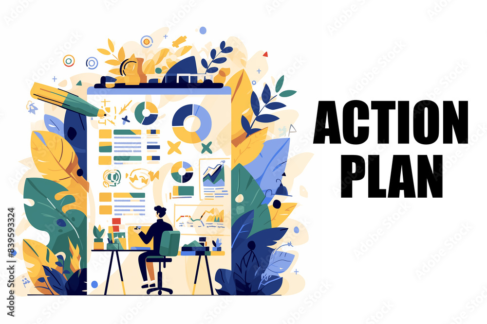 Businessperson Creating Action Plan With Data Charts and Graphs Stock ...