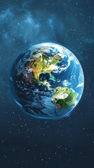 Poster - Illustration of planet Earth against a star-filled background. Concept of global unity and environmental awareness