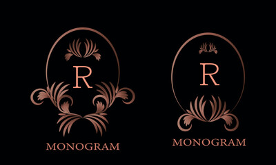 Wall Mural - Elegant set of letter R logos can be used for business, heraldry, restaurant, hotel, postcards, etc.