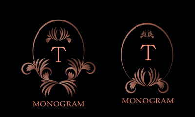 Wall Mural - Elegant set of letter T logos can be used for business, heraldry, restaurant, hotel, postcards, etc.