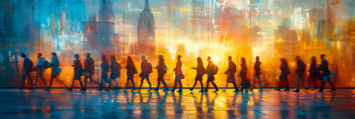 Wall Mural - abstract depiction of business presentation motion blur highlighting the dynamic and engaging nature of the talk Long Exposure Photography and InBody Image Stabilization create a fluid focused scene