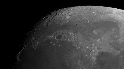 Wall Mural - surface of the moon. photo of the moon through a telescope.
