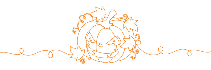 Wall Mural - Illustration of a scary Halloween pumpkin for Halloween day in line art style