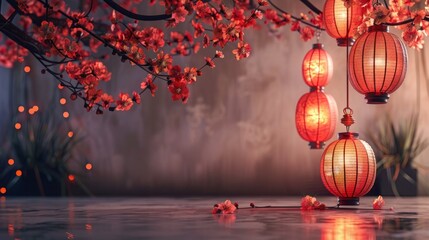 Wall Mural - spring Chinese lantern. Spring lantern festival design