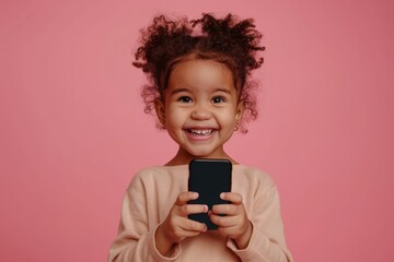 Poster - Young girl holding smartphone