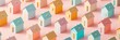 © PinkiePie - Simple, abstract shapes of cute houses in pastel colors, arranged in a minimalist pattern
