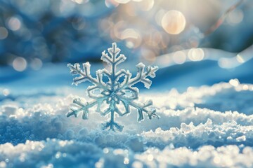 Canvas Print - Single snowflake on snow