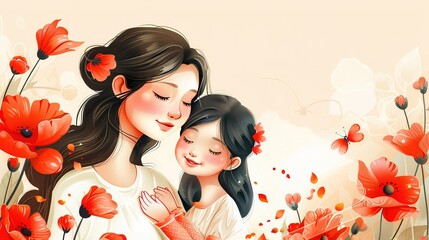 Wall Mural - Happy Mother's Day Illustration & Background , Mother's Day Background