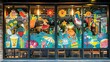 © imagincy - Trendy Restaurant Window Adorned with Decorative Stickers,Enhancing the Vibrant and Inviting Ambiance