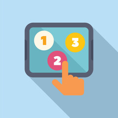 Poster - Person is touching a button on the screen of a tablet computer, making a choice