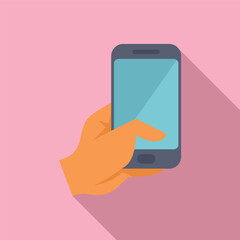 Poster - Hand is holding a smartphone, using a finger to interact with the device