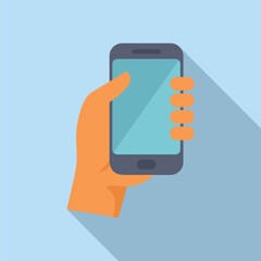 Poster - Hand is holding a smartphone in a side view