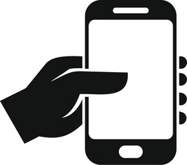 Poster - Silhouette of a hand holding a smartphone, pressing a button on the side