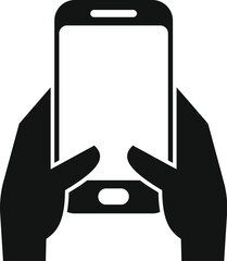 Poster - smartphone being held vertically by two hands, representing mobile phone usage