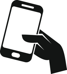 Poster - Person is using a mobile phone in this silhouette icon