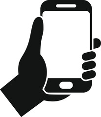 Fototapete - Silhouette of a hand holding a smartphone, symbolizing mobile communication
