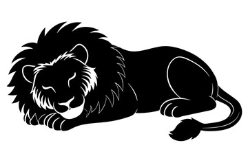 Wall Mural - sleeping african lion silhouette vector illustration