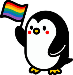 Sticker - Penguin with Pride Flag