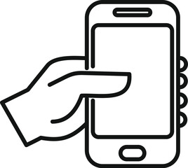 Poster - Hand is holding a smartphone, using the touch screen
