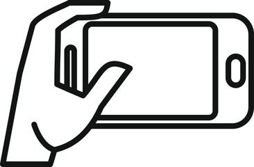 Poster - person holding a smartphone, using their thumb to interact with the touch screen