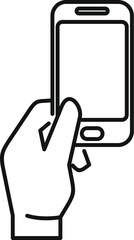 Poster - simple icon of a hand holding a smartphone, touching the screen