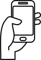 Poster - hand holding a smartphone, using the touchscreen