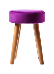 Wall Mural - Purple stool. Isolated transparent PNG background. Chair, furniture, decore.  With wooden legs. Round shaped seat. Minimal Retro contemporary chic.