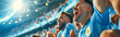 © PixelArtist - Uruguayan football soccer fans in a stadium supporting the national team, La Celeste