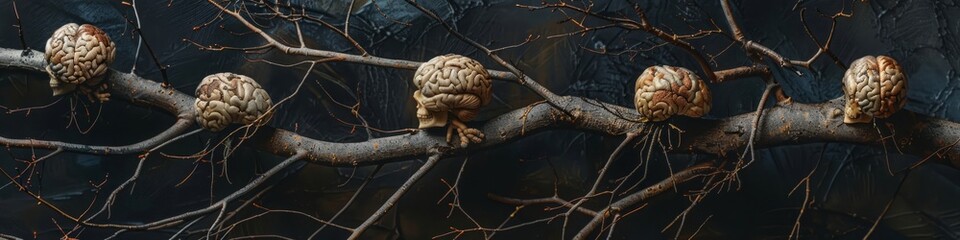 Wall Mural - brains on tree branches.