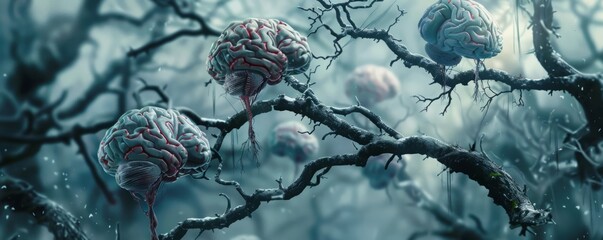 Wall Mural - brains on tree branches.