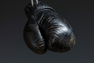 Poster - A pair of boxing gloves hung from a rope in an outdoor setting